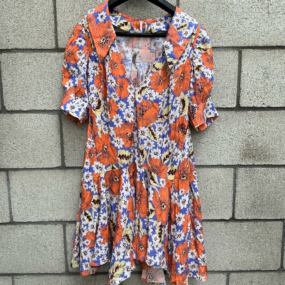 Free people Floral Short Sleeve Dress medium